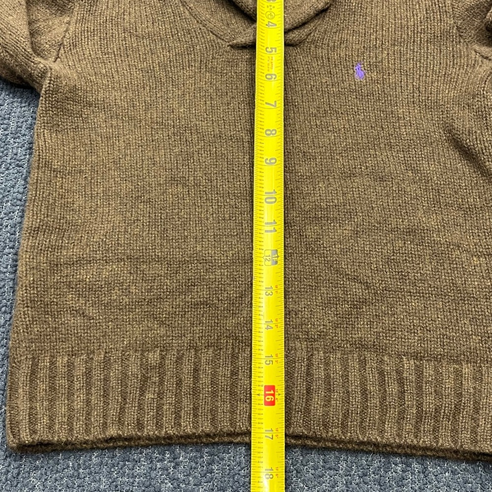 Polo Ralph Lauren Kids Brown Wool Cashmere Shawl Collar Knit Sweater Size 7 - Picture 7 of 7